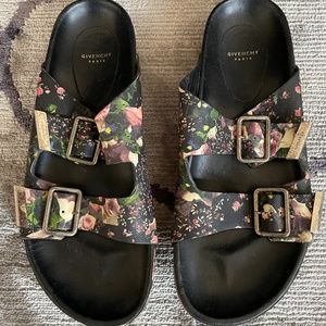 Givenchy Black Floral Camo Birkenstock Slides